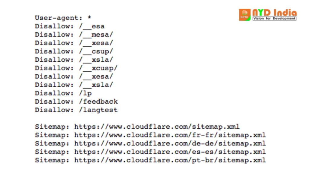 Example of a robots.txt file